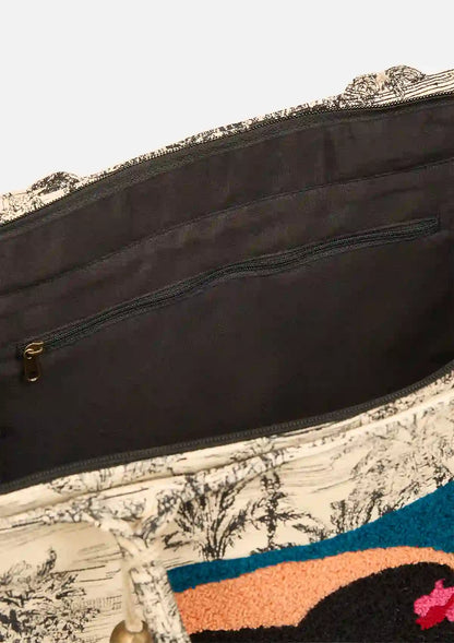 Trendy Embroidered Jacquard statement Tote Bag