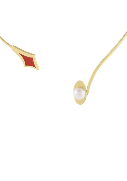 Enamel Pearl Gold Plated Choker for girls