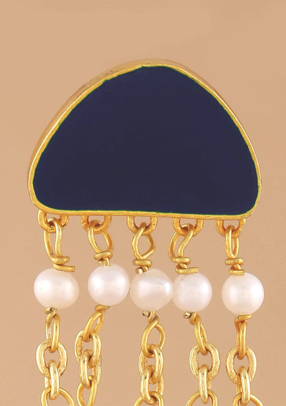 Buy Enameled Neon Tassel Earring (Blue) Online