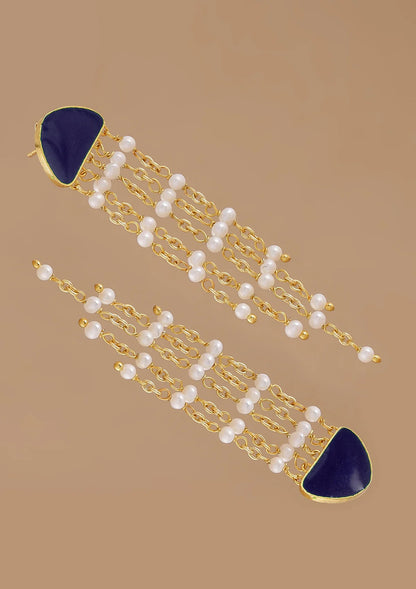 Enameled Neon Tassel Earring (Blue) for Women