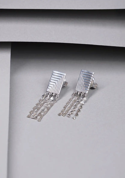 Etched Silver Charm Dangler Earring