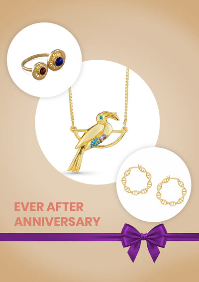 Ever After Anniversary Gift Set for Her | Bird Pendant Necklace, Dual Stone Ring & Helix Hoops