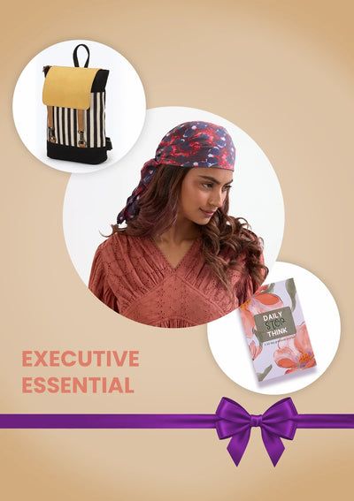 Executive Essential Corporate Gift Set for Women | Leather Laptop Backpack, Gratitude Journal & Scarf