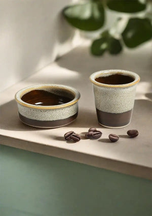 Filter coffee set of 2 - Cream and brown