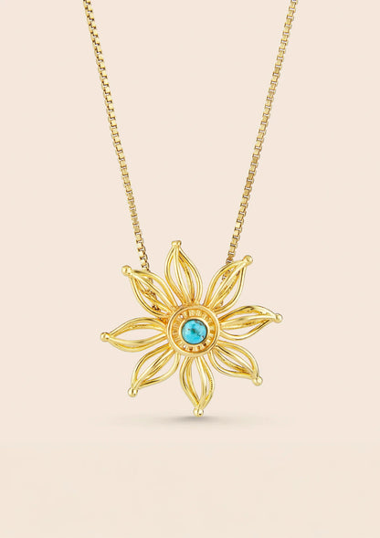 Firewheel Flower Turquoise Pendant Necklace Price