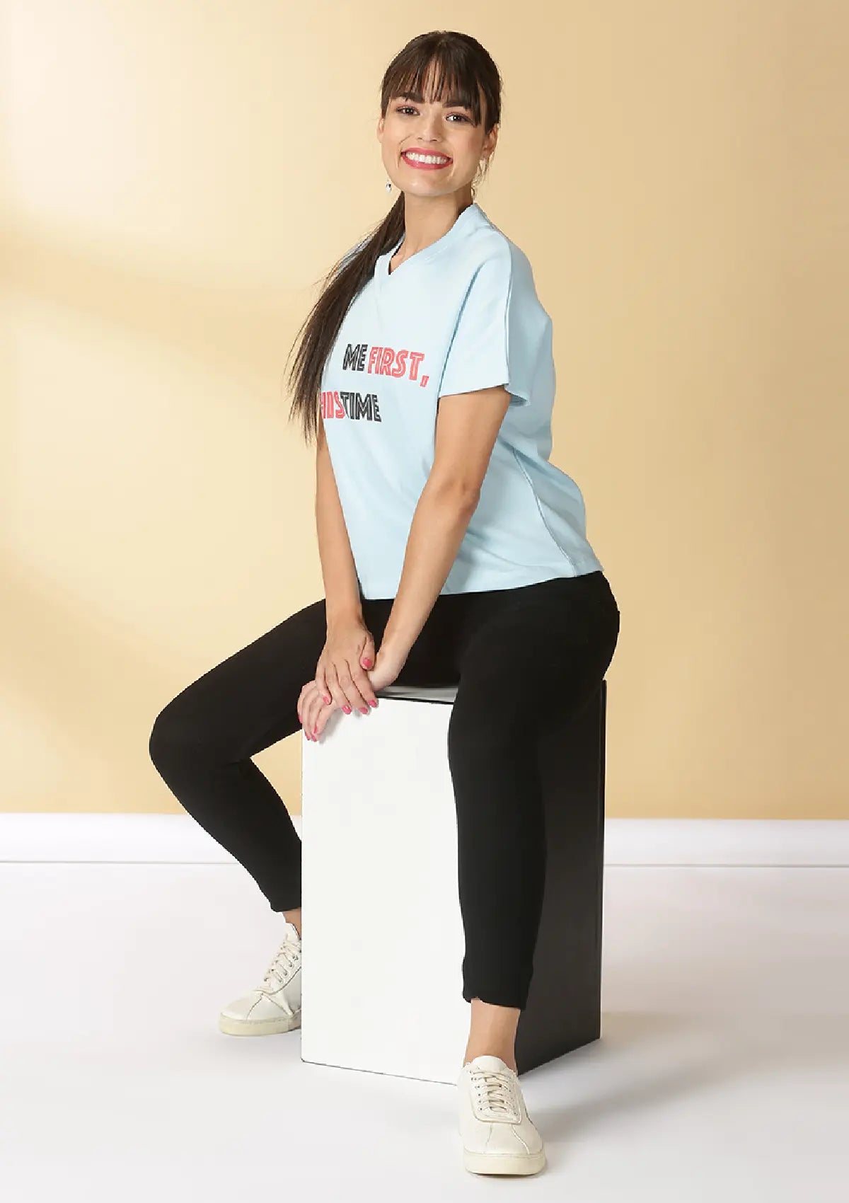 Fleece T-Shirt (Blue) For Women