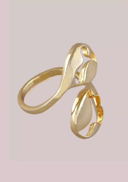 Floating Curve 18K Gold Plated Ring for girls
