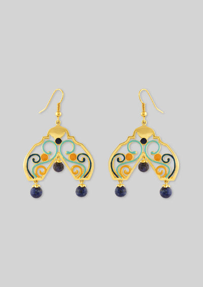 Buy Folded Danglers with Lapis Bead Drops Online