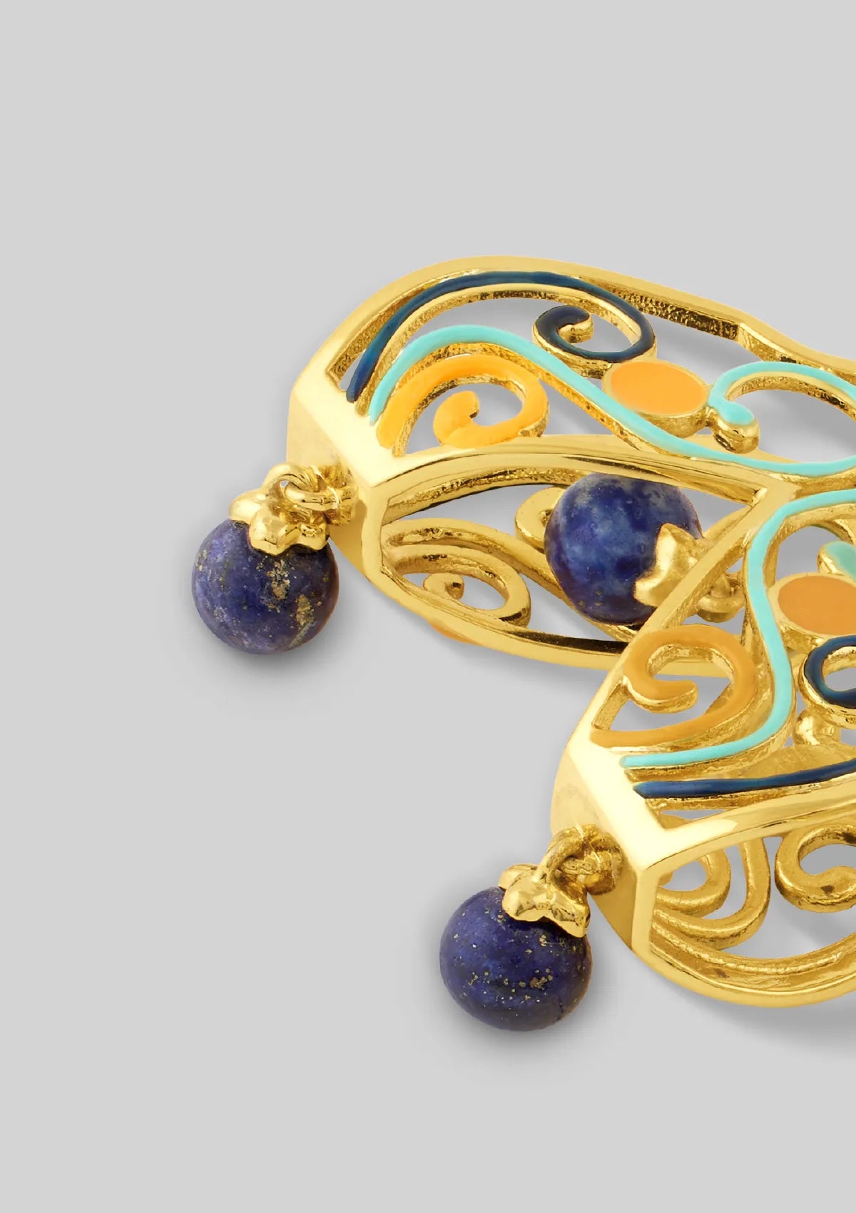 Folded Danglers with Lapis Bead Drops Price