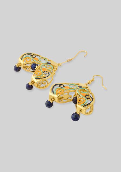 Folded Danglers with Lapis Bead Drops Online