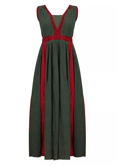 Buy rosted Wine - Dark Olive Crinkled Viscose Party Dress Price