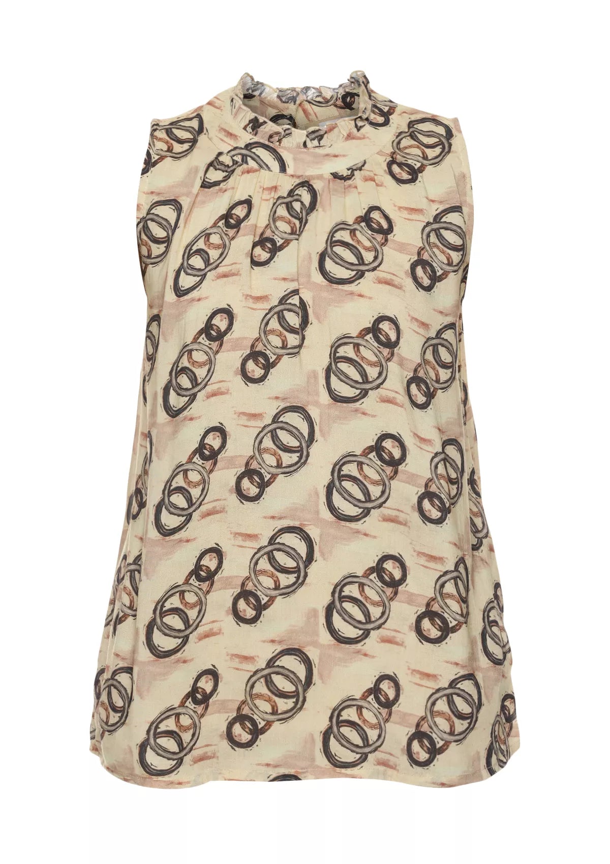 Buy Gaia Elaegance - Ruffled Neckline Printed Top Price