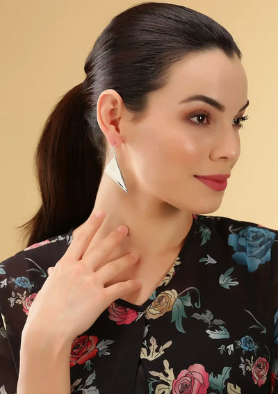 Geometric Silver Dangle Earring