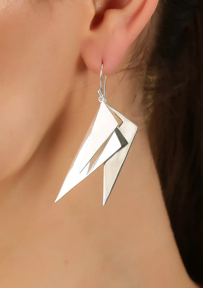 Geometric Silver Dangle Earring Online