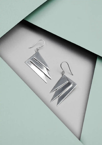 Geometric Silver Dangle Earring
