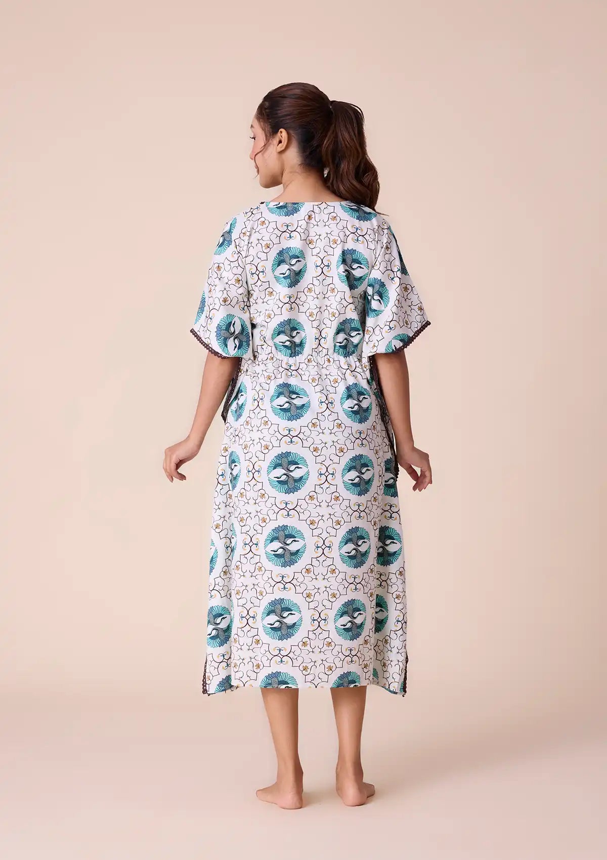 Buy Gerana printed kaftan with lace