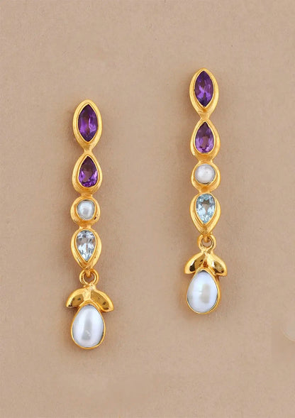 Buy Gold Plated Silver Drop Earrings