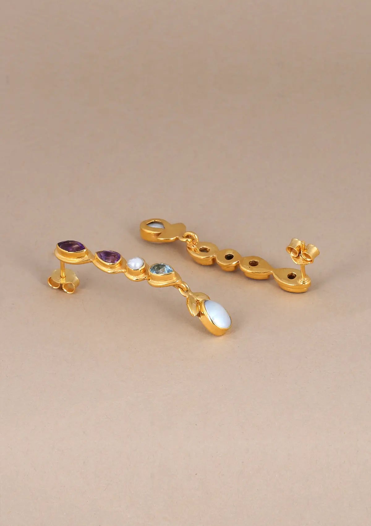 Gold Plated Silver Drop Earrings For Women