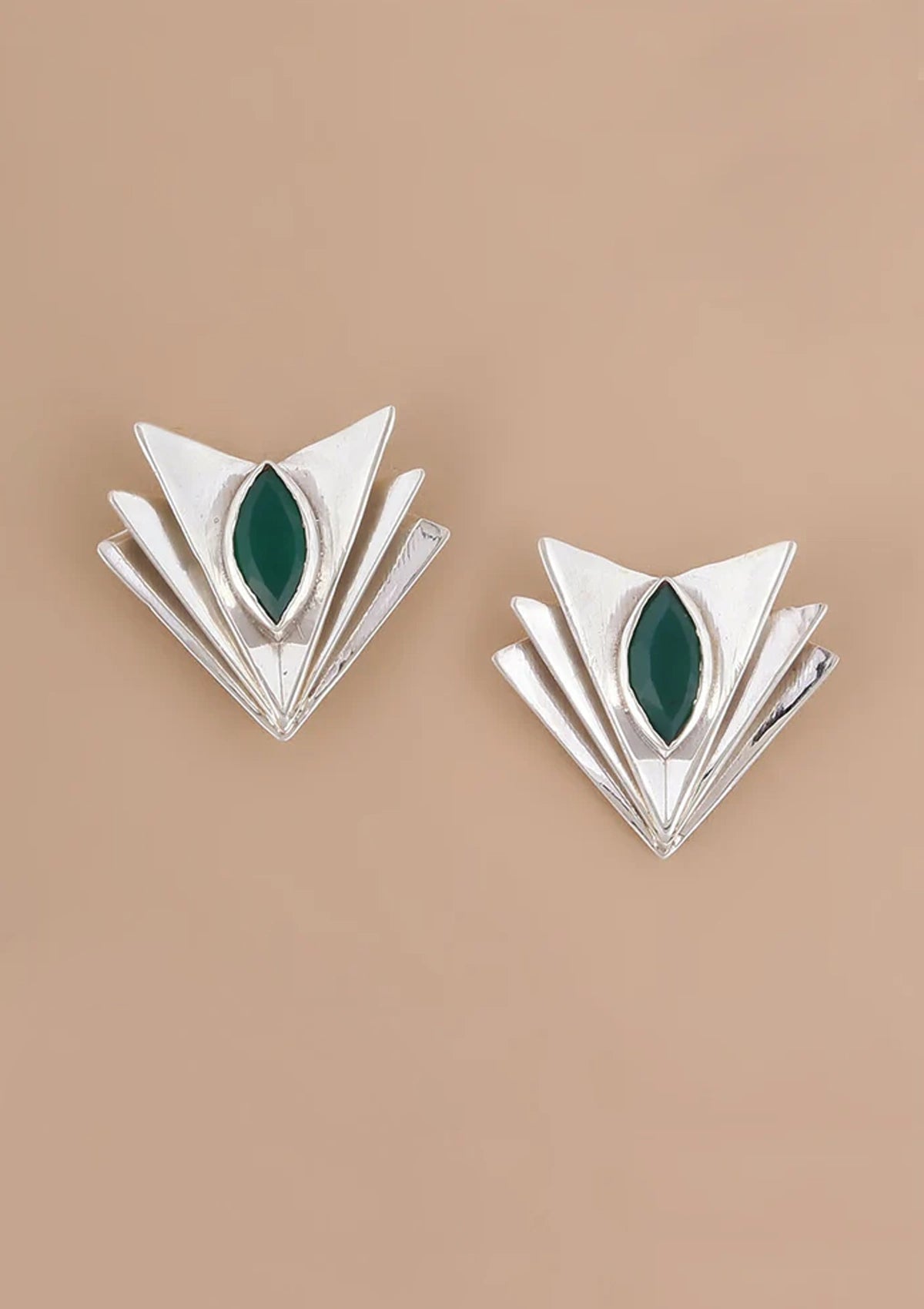 Buy Green Onyx Layered Statement Stud Online
