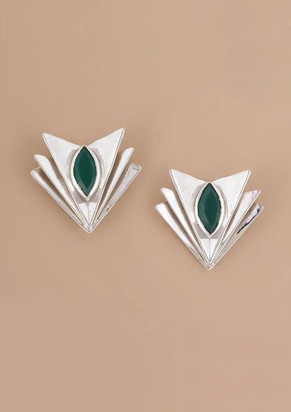 Buy Green Onyx Layered Statement Stud Online