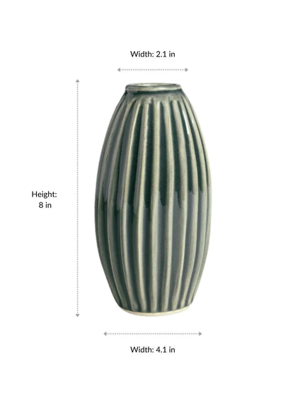IshqME's Grey Green Grace: Ceramic Serving Set & Bouquet Vase Combo