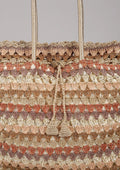 Handcrafted Crochet Tote Cum Potli Handbag - Beige