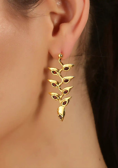 Hanging Heliconia Garnet Dangle Earring Online