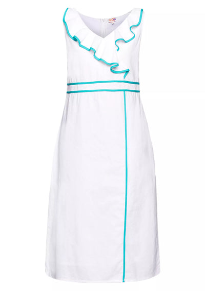 Buy Ice Queen - Ruffle Neck White Dress Online