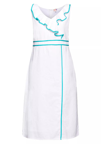 Buy Ice Queen - Ruffle Neck White Dress Online