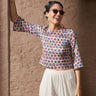 RIBY - Yellow printed flared-sleeve top main image 0