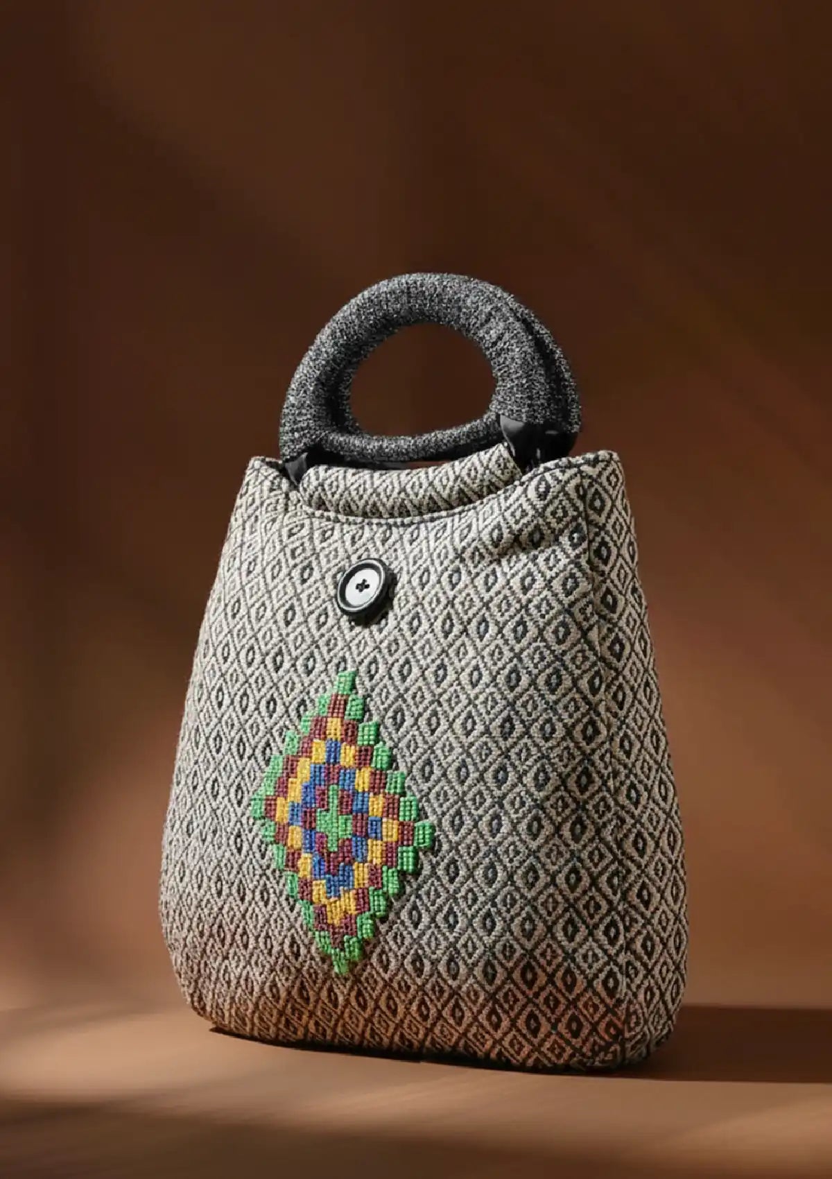 Jacquard Bag With Bead Work