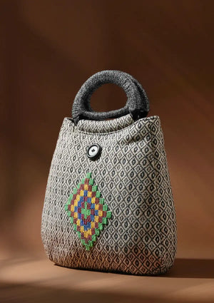 Jacquard Bag With Bead Work