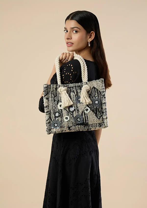 Jacquard Blossom Tassled Bag