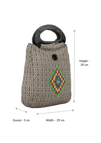 Jacquard bag with bead work For Women