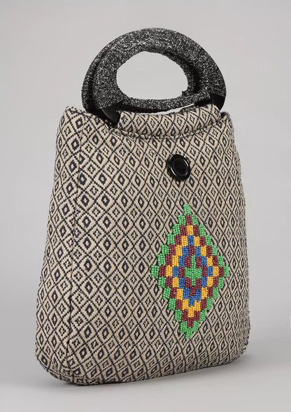 Buy Jacquard bag with bead work Onlice