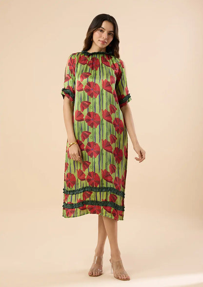 Leilani Cold Shoulder Floral Printed Dress for womem