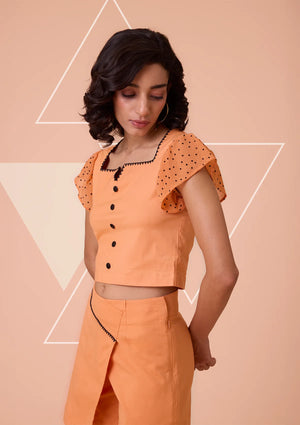 Mehtri Wide Box Neck With Embroidery Crop Top