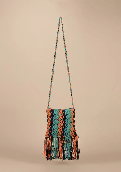 Buy Macrame Crossbody Bag with Tassels