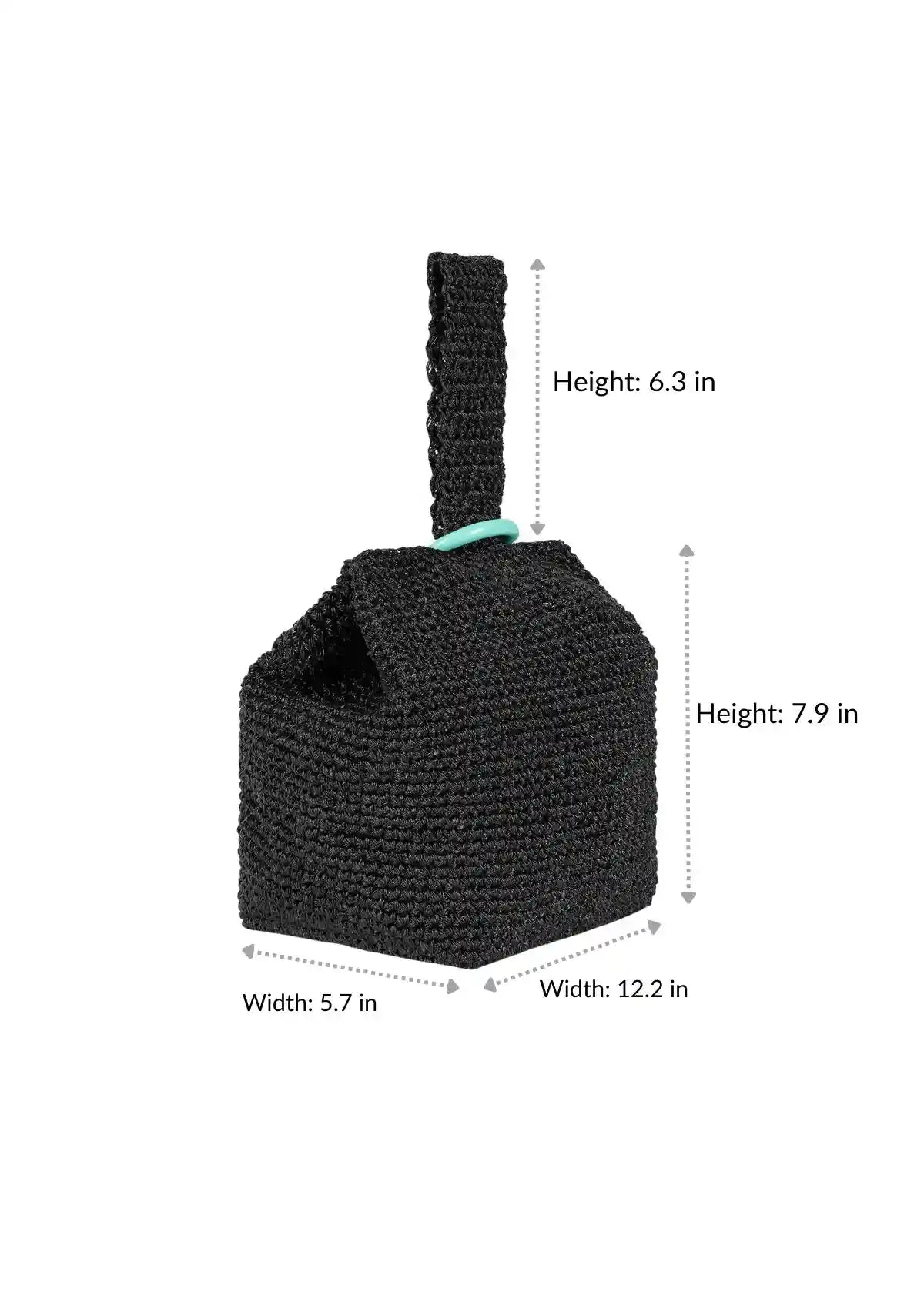 Metallic Crochet Handheld Bag Size Guide