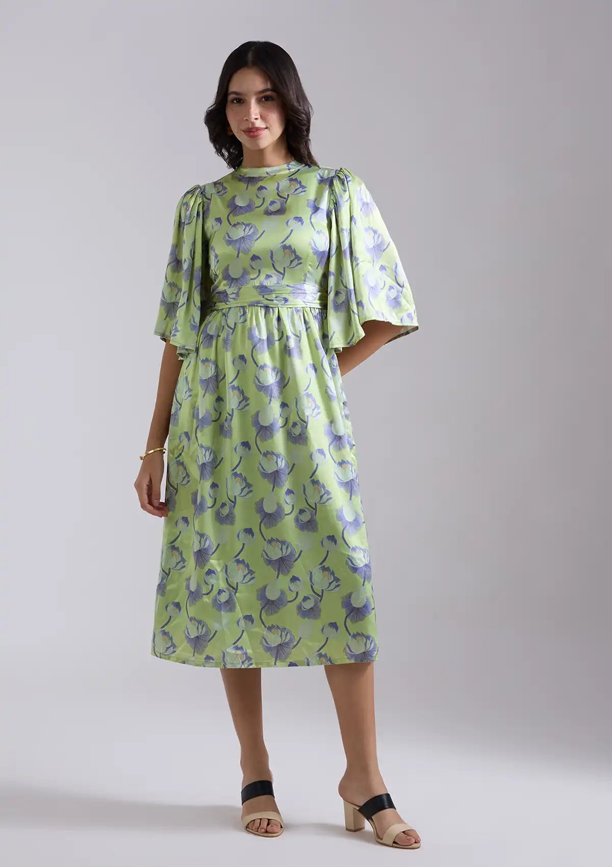 Mizukaze - Printed Satin A-line dress