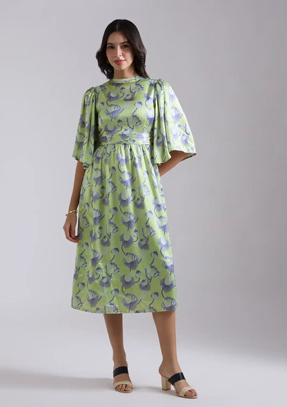 Mizukaze - Printed Satin A-line dress