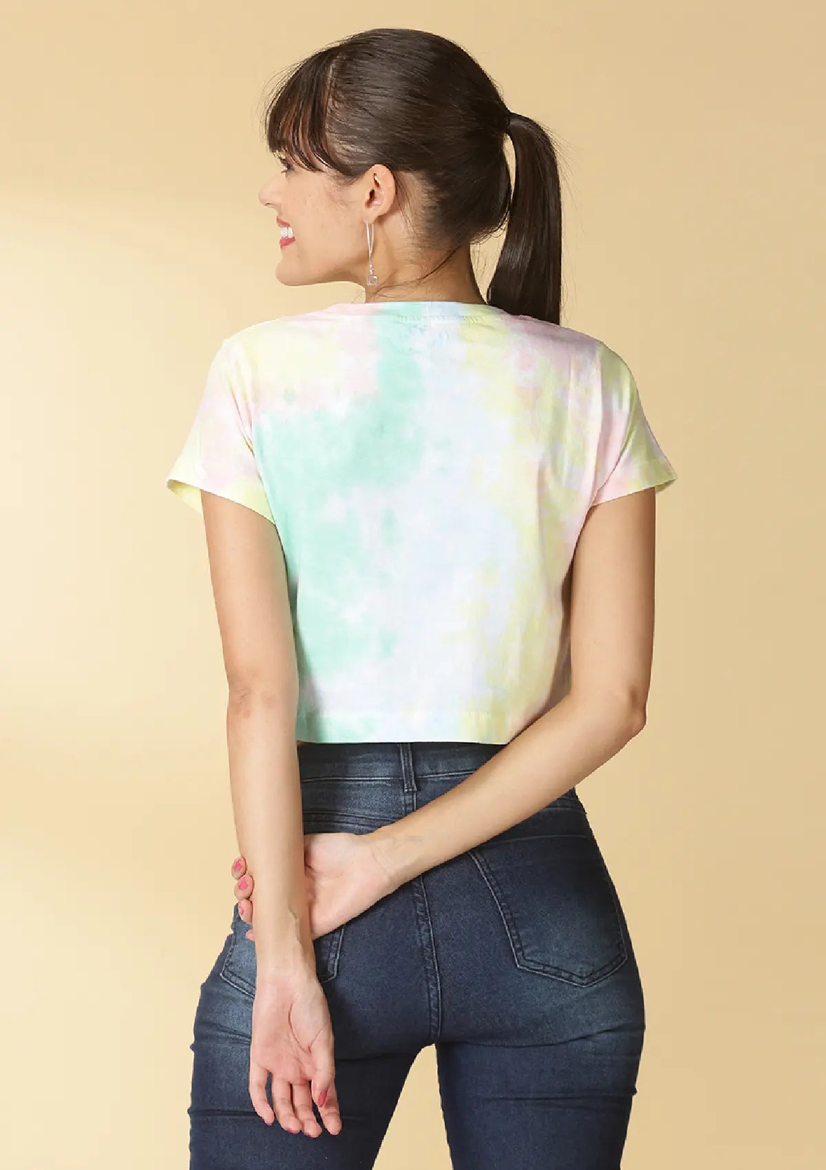 Multi-coloured Tie & Dye Crop Top (Yellow) Online