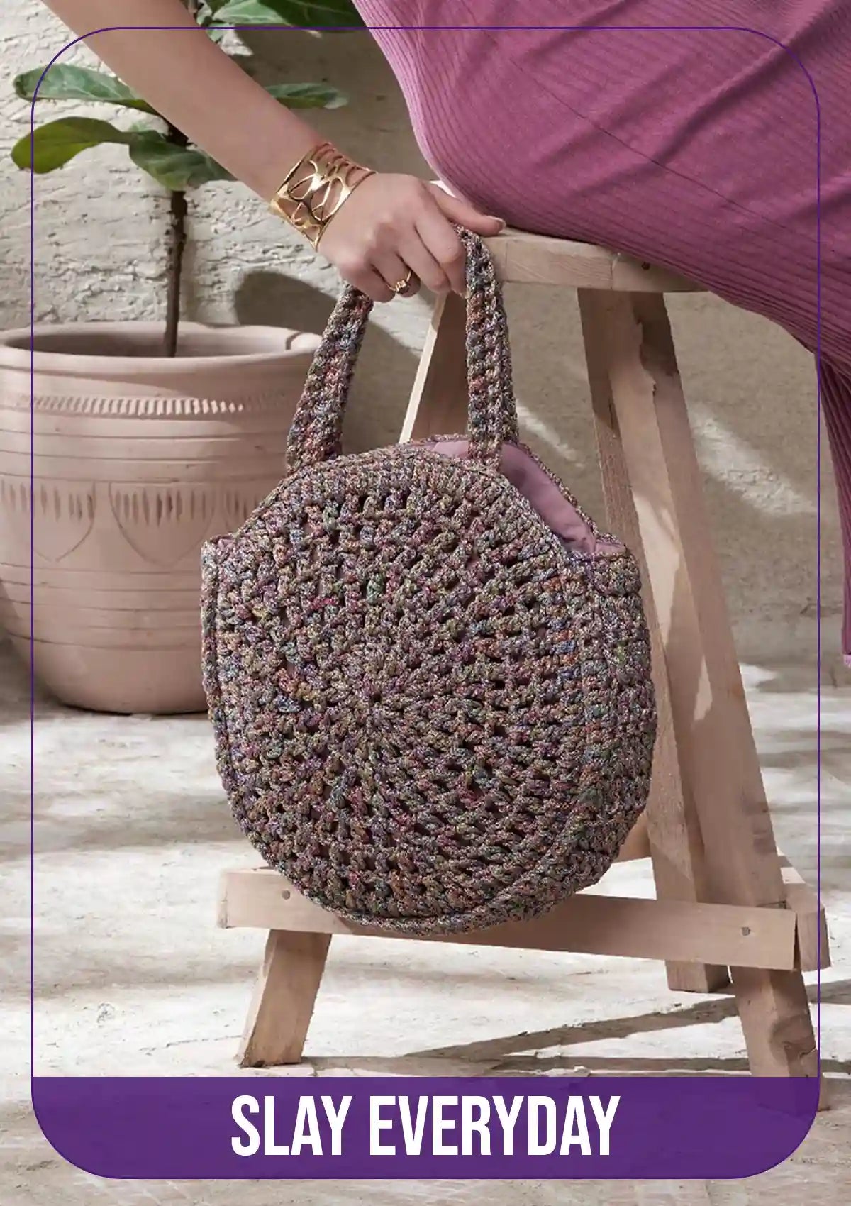 Multicolour Crochet Handheld Bag