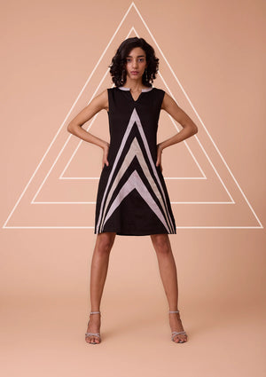 Nerisse Viscose Satin Triangle Cut Panel Dress