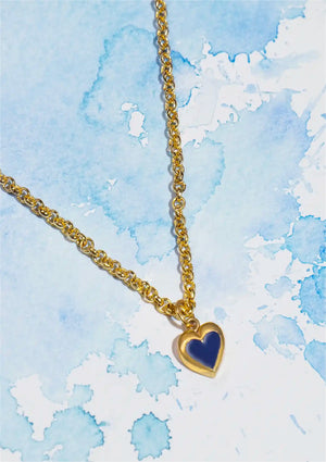 Neon Heart Pendant Necklace (Blue)
