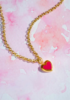 Neon Heart Pendant Necklace (Pink)