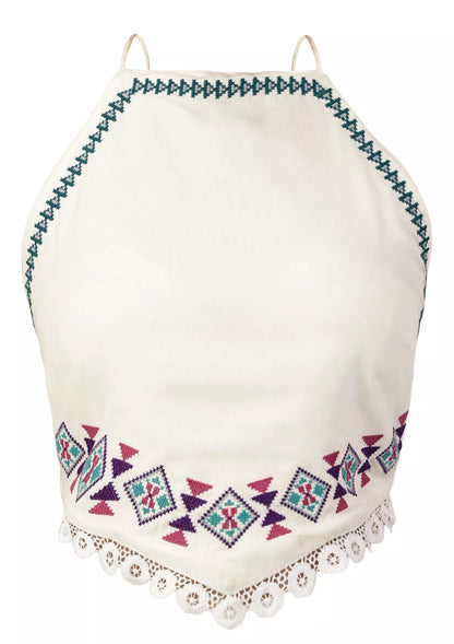 Buy Neva - Aztec embroidered tie up top Price
