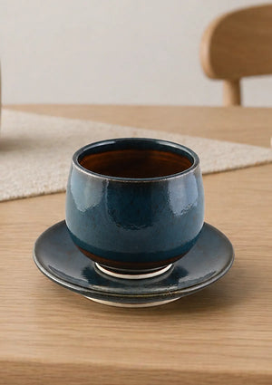 No handle cup saucer - Blue Green