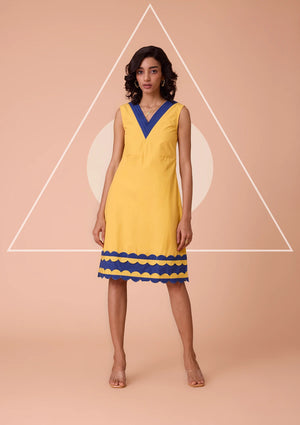 Orelia Pleated Neck and Scallop Hem Dress