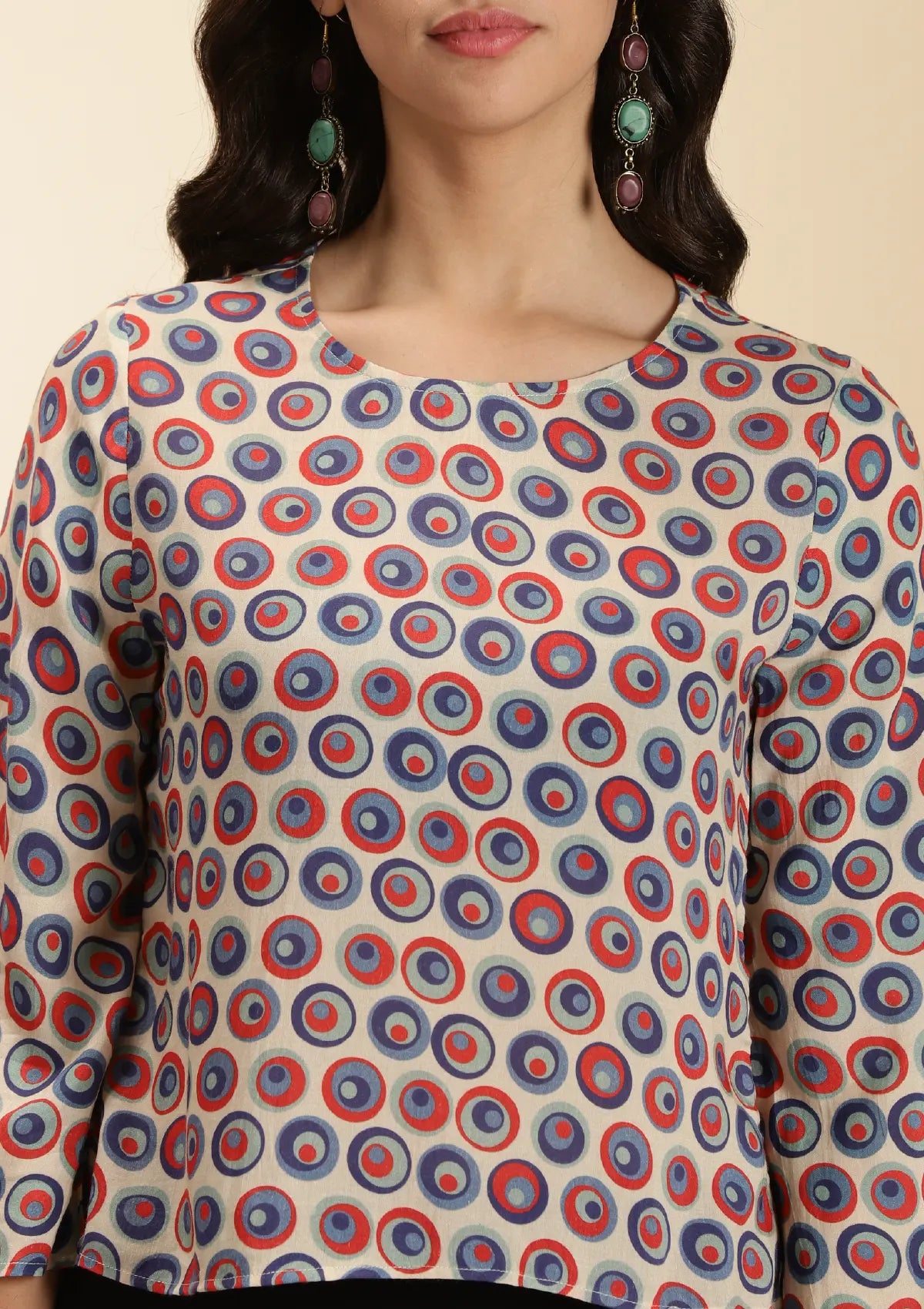 Oia - Printed Flared Sleeve Top Price